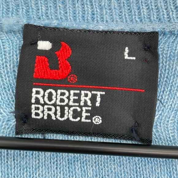 Vintage Robert Bruce V-Neck Pullover Sweater Solid Light Blue SOFT Unisex | Sz L - Picture 6 of 6